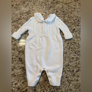 Ralph Lauren White Cable Knit Baby Footie